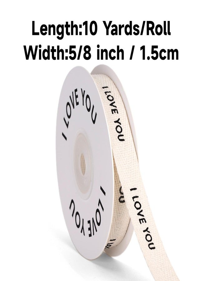 KINGLAKE I Love You Cotton Ribbon - 5/8 Inch x 10 Yards Natural Happy Valentine's Day Ribbon for Gift Wrapping, Love Ribbons for Crafts, Bouquet and DIY Decoration - Image 2